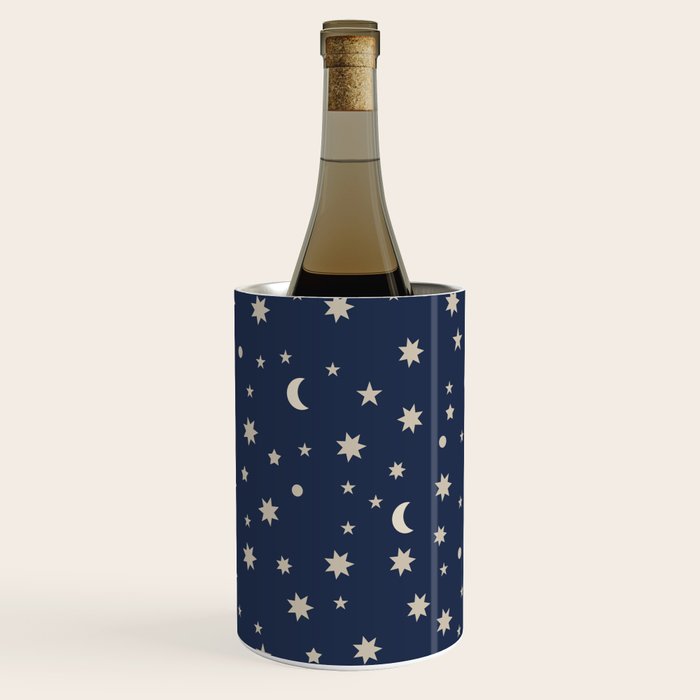 Moon Stars Pattern - Dark Blue Wine Chiller Gallery Image 1