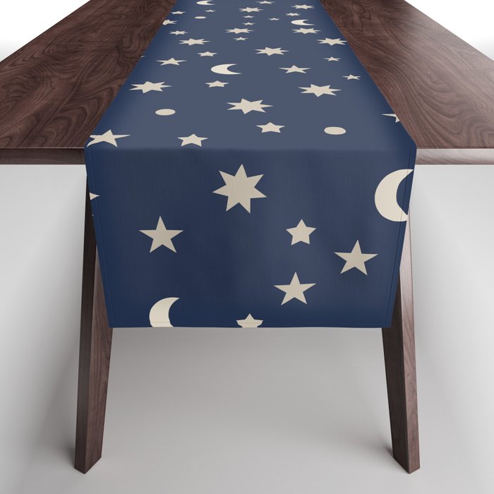 Moon Stars Pattern - Dark Blue Table Runner Gallery Image 1