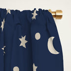 Moon Stars Pattern - Dark Blue Window Curtain Gallery Image 2