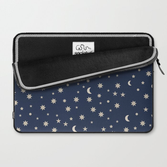 Moon Stars Pattern - Dark Blue Laptop Sleeve Gallery Image 2