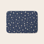 Moon Stars Pattern - Dark Blue Bath Mat Gallery Image 1