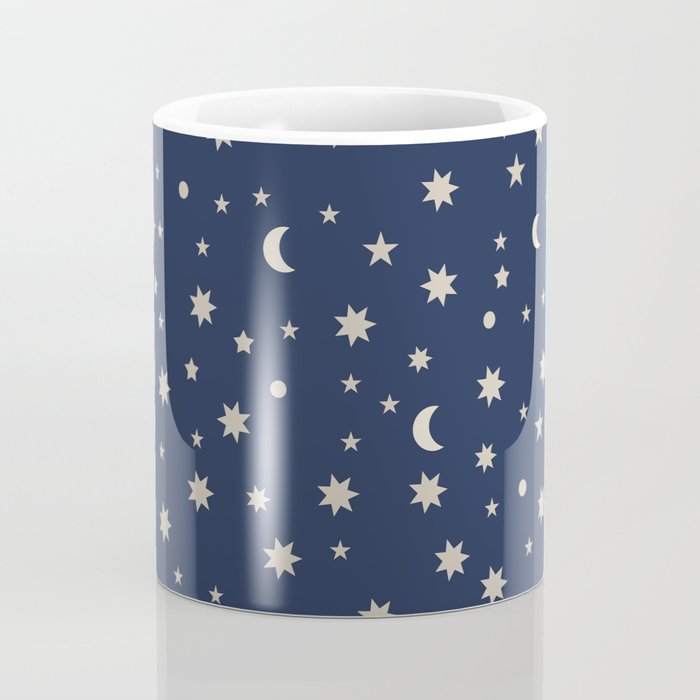 Moon Stars Pattern - Dark Blue Coffee Mug Gallery Image 4