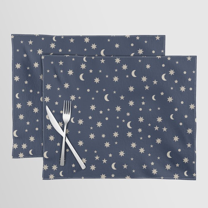 Moon Stars Pattern - Dark Blue Placemat Gallery Image 1