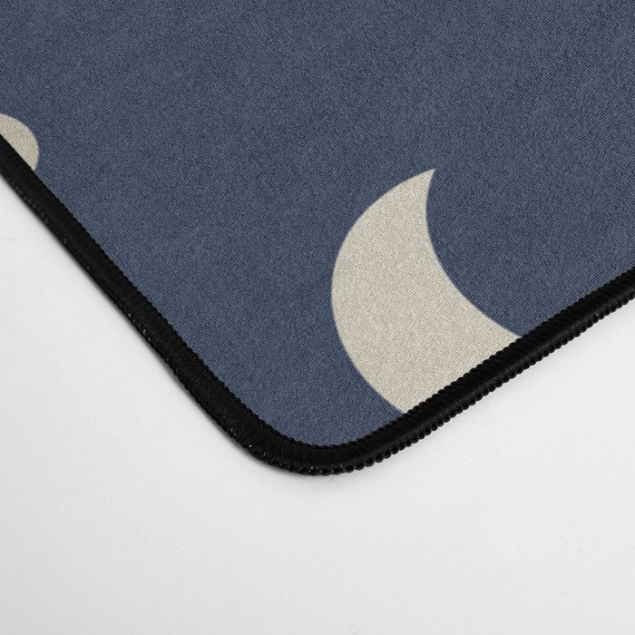 Moon Stars Pattern - Dark Blue Desk Mat Gallery Image 4