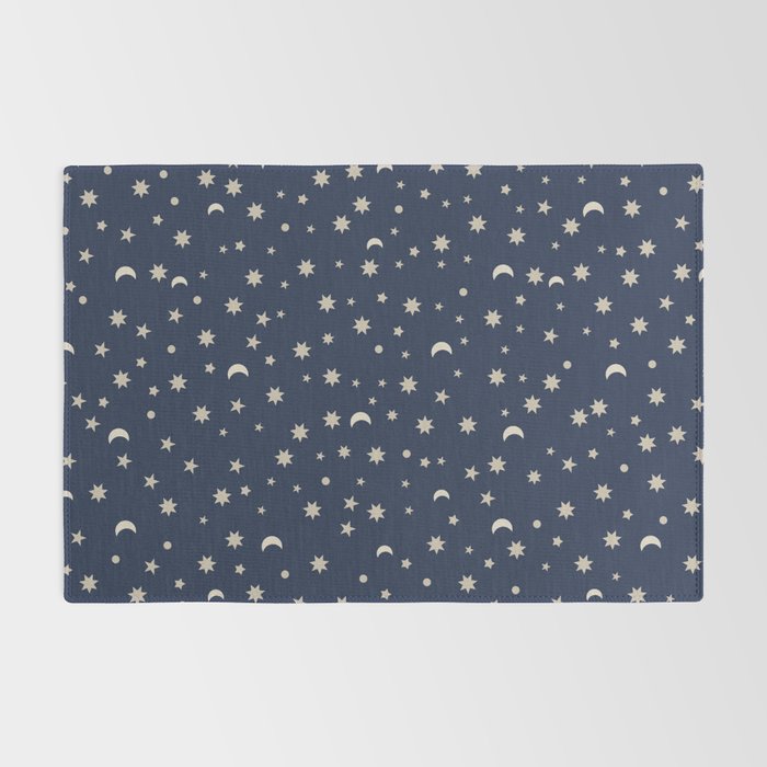 Moon Stars Pattern - Dark Blue Rug Gallery Image 2