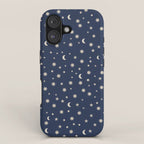 Moon Stars Pattern - Dark Blue iPhone Case Gallery Image 1