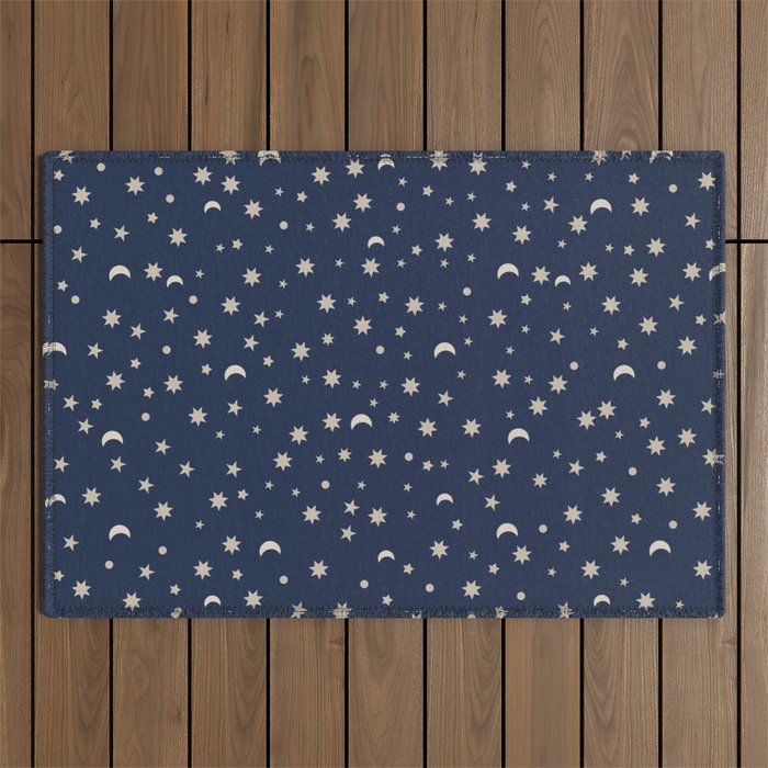 Moon Stars Pattern - Dark Blue Outdoor Rug Gallery Image 1