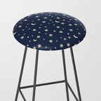 Moon Stars Pattern - Dark Blue Stool Gallery Image 2