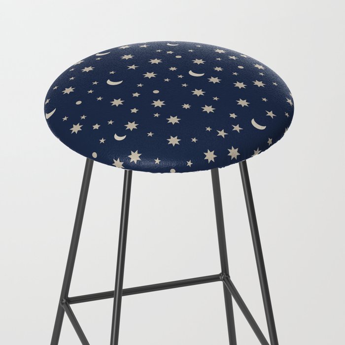 Moon Stars Pattern - Dark Blue Stool Gallery Image 2