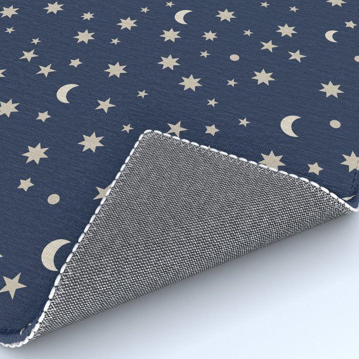 Moon Stars Pattern - Dark Blue Rug Gallery Image 4