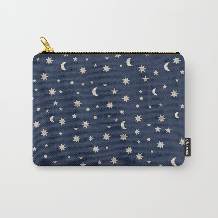 Moon Stars Pattern - Dark Blue Carry All Pouch Gallery Image 1