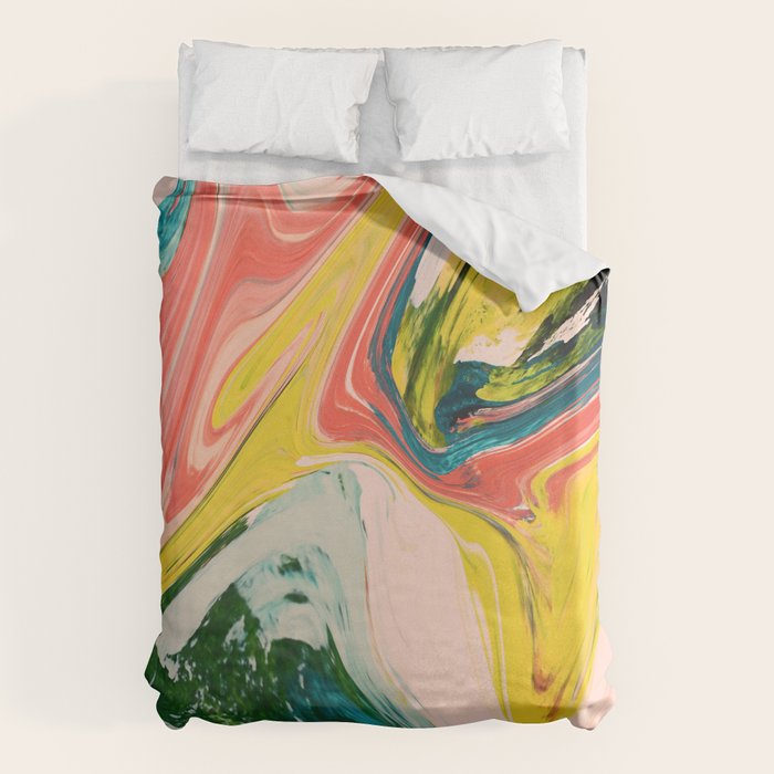 Revival: A colorful retro painting by Alyssa Hamilton Art   Duvet Cover Gallery Image 6