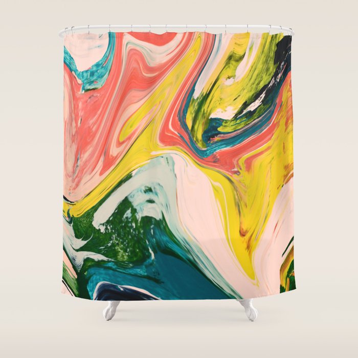 Revival: A colorful retro painting by Alyssa Hamilton Art   Shower Curtain Gallery Image 1