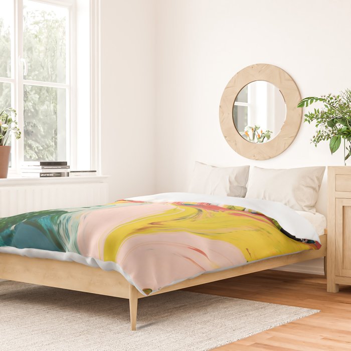 Revival: A colorful retro painting by Alyssa Hamilton Art   Duvet Cover Gallery Image 2