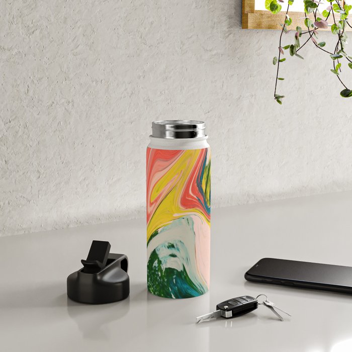 Revival: A colorful retro painting by Alyssa Hamilton Art   Water Bottle Gallery Image 4