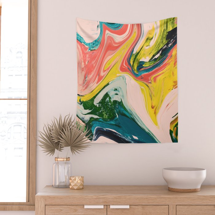 Revival: A colorful retro painting by Alyssa Hamilton Art   Wall Tapestry Gallery Image 2
