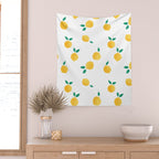 Sunny Mediterranean Lemon Pattern  Summer Coastal Vibes Wall Tapestry Gallery Image 2