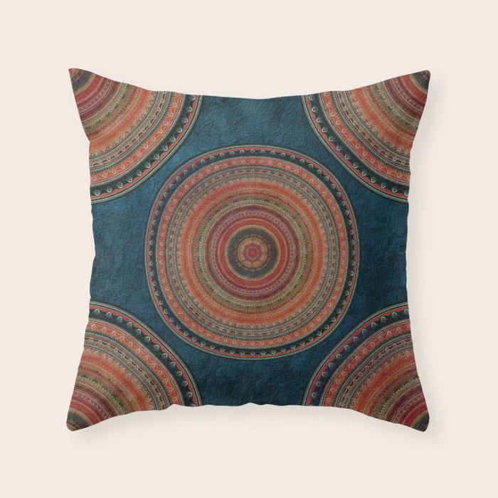 Earth Tone Colored Mandala Throw Pillow Gallery Image 6