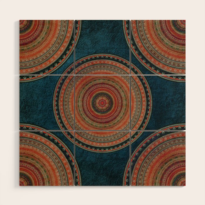 Earth Tone Colored Mandala Wood Wall Art Gallery Image 1