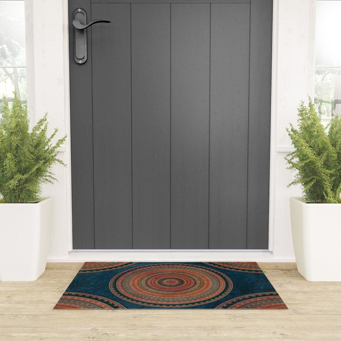 Earth Tone Colored Mandala Welcome Mat Gallery Image 3