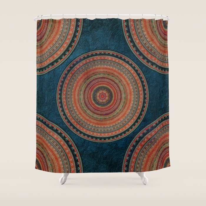 Earth Tone Colored Mandala Shower Curtain Gallery Image 1