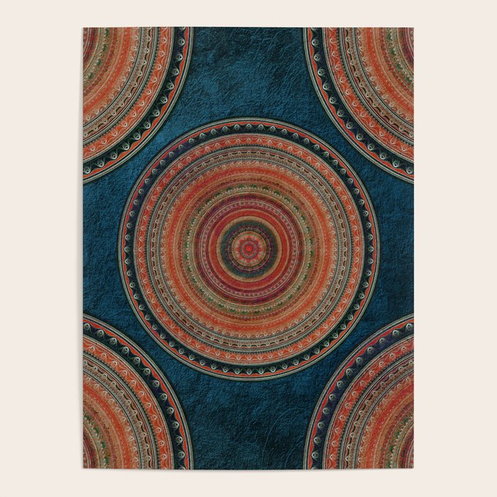 Earth Tone Colored Mandala Poster Gallery Image 1