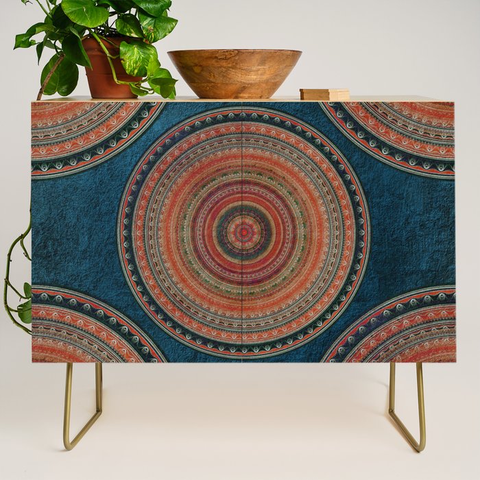Earth Tone Colored Mandala Credenza Gallery Image 1