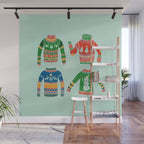 Vintage Ugly Christmas Sweaters: Mint Green Edition Wall Mural Gallery Image 1