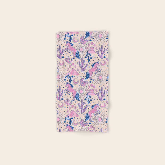 Desert Unicorn - pink and ultramarine  Bath Towel Gallery Image 1