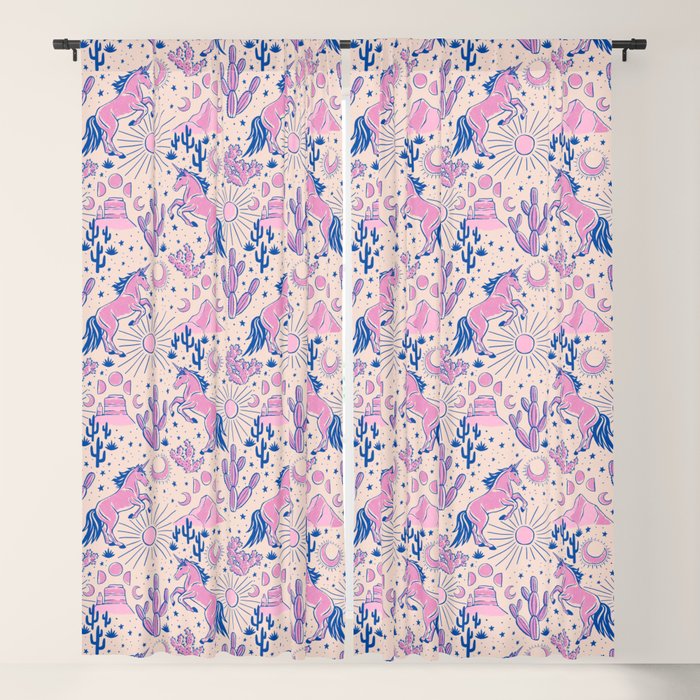 Desert Unicorn - pink and ultramarine  Window Curtain Gallery Image 1
