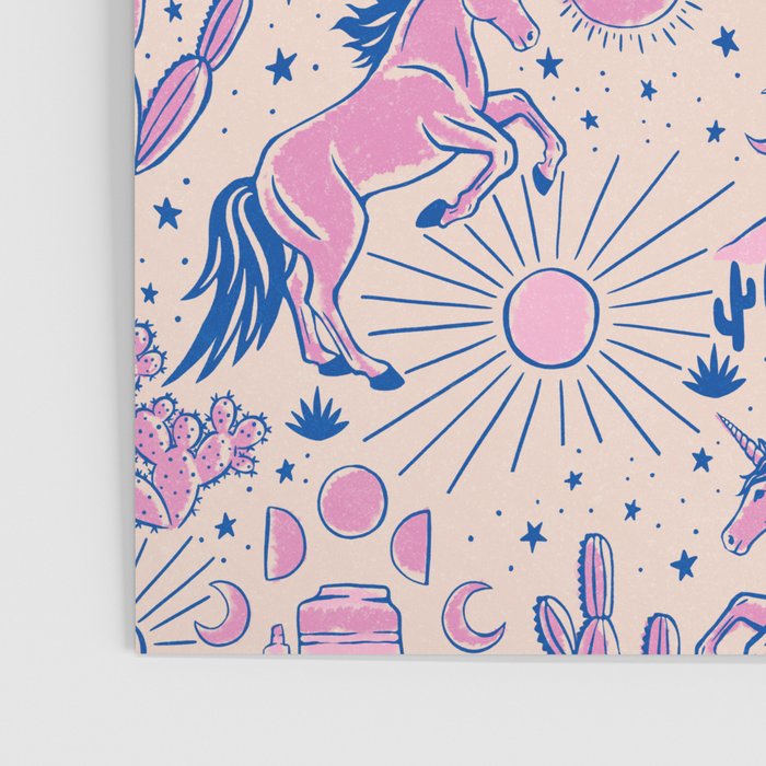 Desert Unicorn - pink and ultramarine  Poster Gallery Image 3