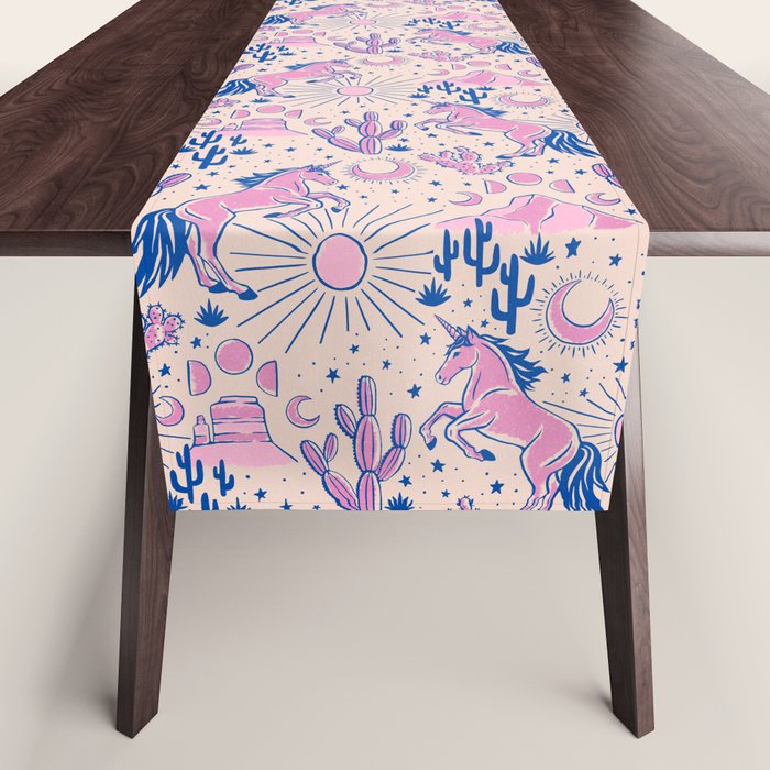 Desert Unicorn - pink and ultramarine  Table Runner Gallery Image 1