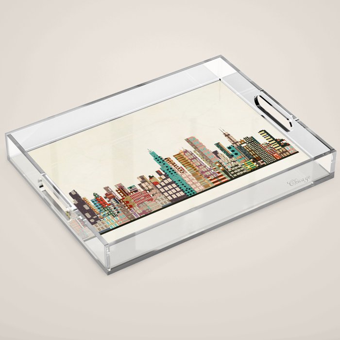 chicago city skyline Acrylic Tray Gallery Image 1