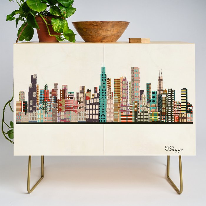 chicago city skyline Credenza Gallery Image 1