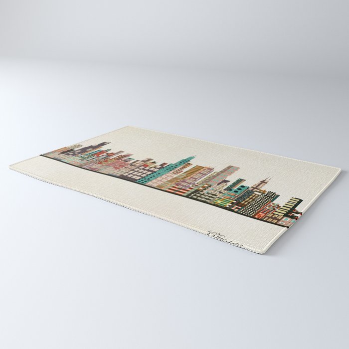 chicago city skyline Rug Gallery Image 3