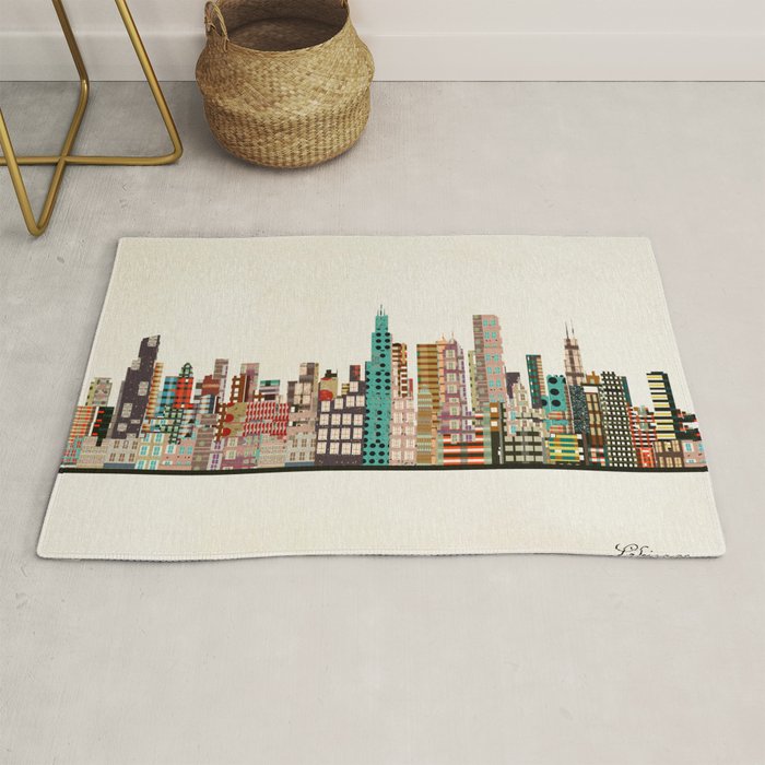 chicago city skyline Rug Gallery Image 1