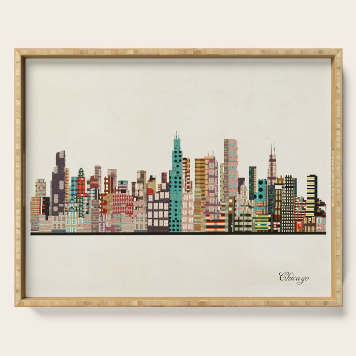 chicago city skyline Serving Tray Gallery Image 1