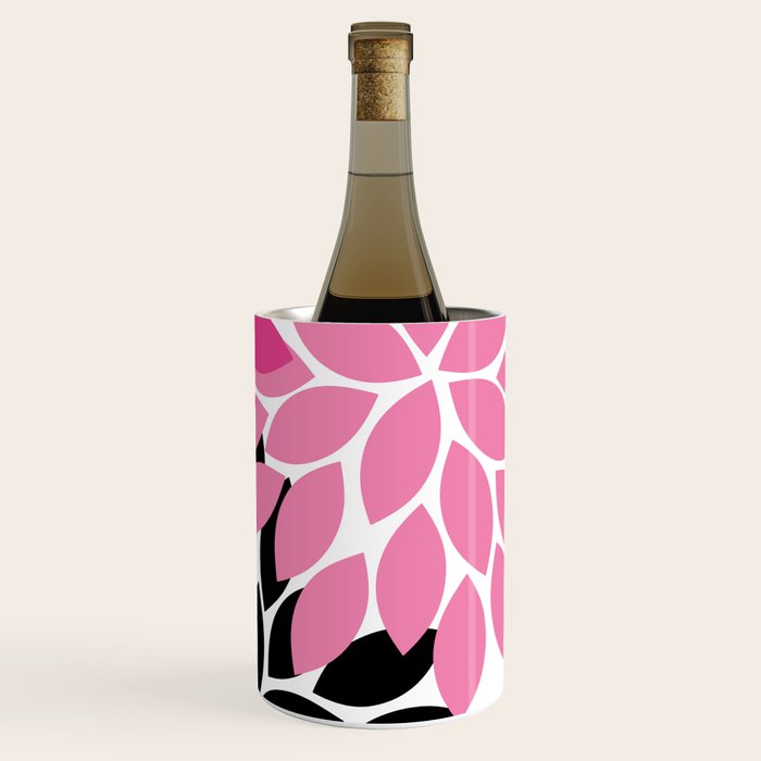 Bold Colorful Hot Pink Black Dahlia Flower Burst Petals Wine Chiller Gallery Image 3
