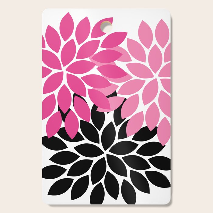 Bold Colorful Hot Pink Black Dahlia Flower Burst Petals Cutting Board Gallery Image 1