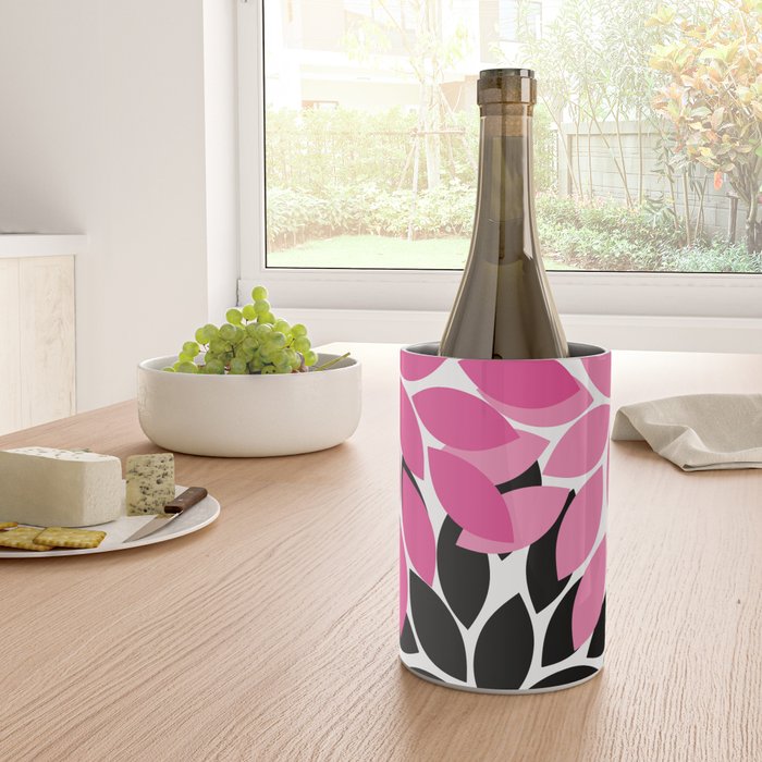 Bold Colorful Hot Pink Black Dahlia Flower Burst Petals Wine Chiller Gallery Image 4