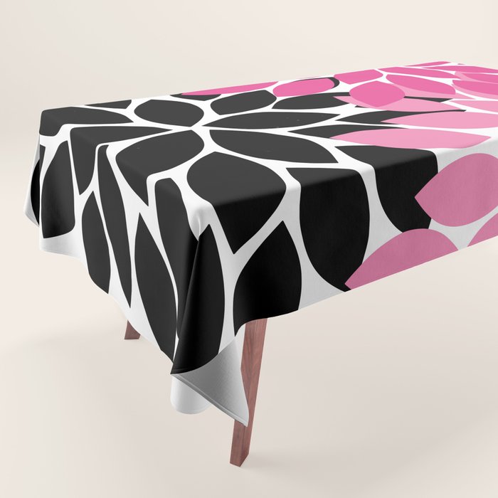 Bold Colorful Hot Pink Black Dahlia Flower Burst Petals Tablecloth Gallery Image 1