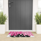 Bold Colorful Hot Pink Black Dahlia Flower Burst Petals Welcome Mat Gallery Image 3