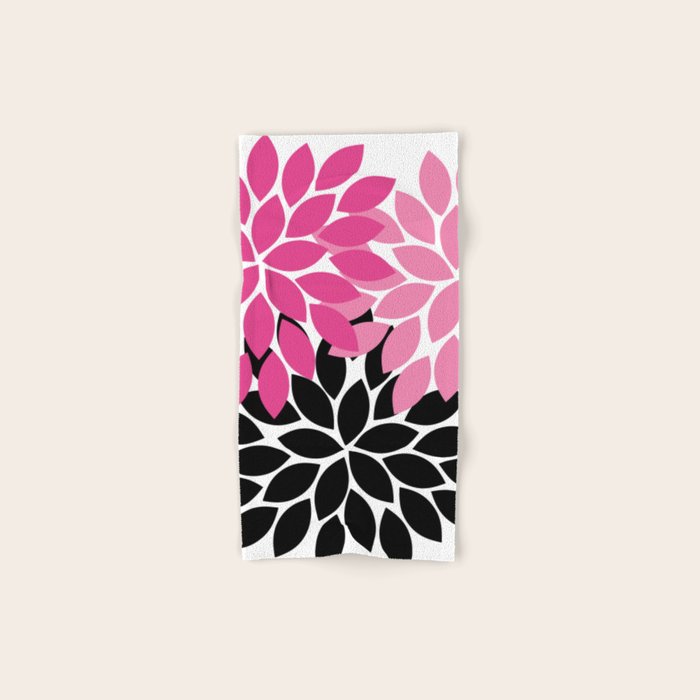 Bold Colorful Hot Pink Black Dahlia Flower Burst Petals Bath Towel Gallery Image 1