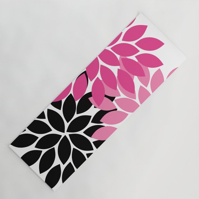 Bold Colorful Hot Pink Black Dahlia Flower Burst Petals Yoga Mat Gallery Image 1