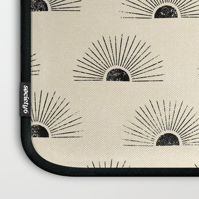 Sunrise - black and cream Laptop Sleeve Gallery Image 3