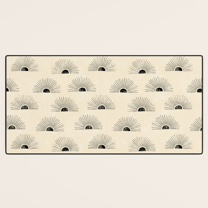 Sunrise - black and cream Desk Mat Gallery Image 3