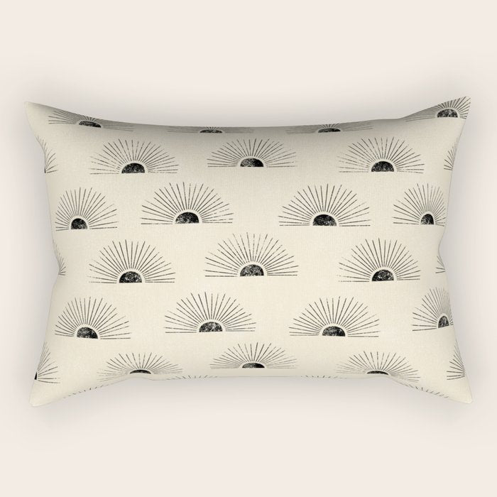 Sunrise - black and cream Rectangular Pillow Gallery Image 2
