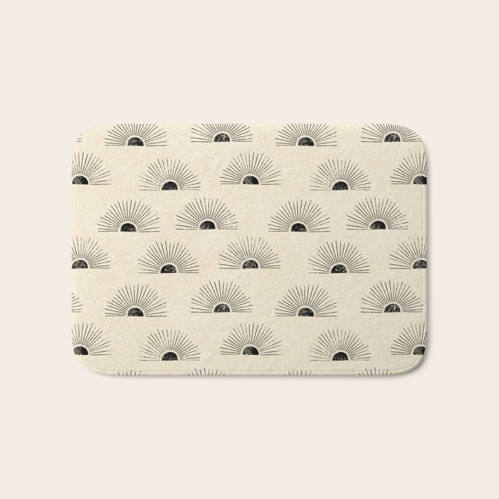 Sunrise - black and cream Bath Mat Gallery Image 1