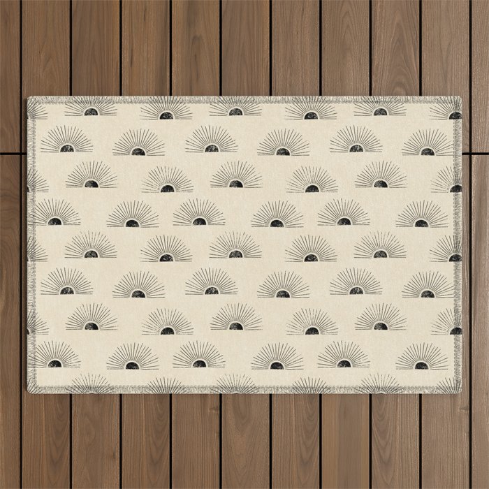 Sunrise - black and cream Outdoor Rug Gallery Image 1