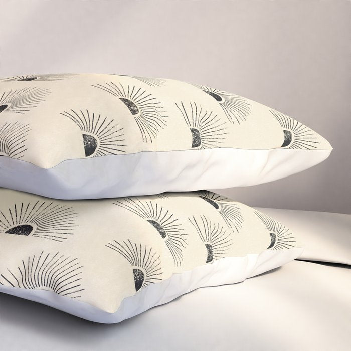 Sunrise - black and cream Pillow Sham Gallery Image 3